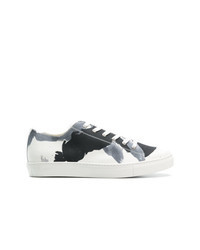 Black and White Print Canvas Low Top Sneakers