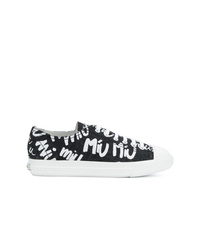 Black and White Print Canvas Low Top Sneakers