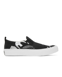 McQ Alexander McQueen Black And White Swallow Orbyt Slip On Sneakers