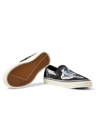 TAKAHIROMIYASHITA TheSoloist. Clearweather Dodds Suede Trimmed Printed Canvas Slip On Sneakers