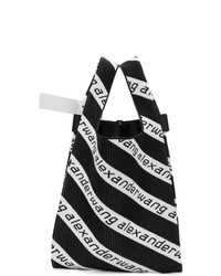 Alexander Wang Black And White Medium Logo Jacquard Shopper Tote