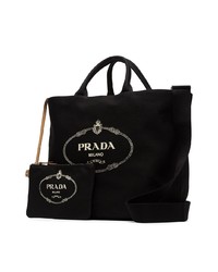 Prada Black Gardener Large Cotton Tote