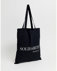 ASOS DESIGN Organic Tote Bag In Black With Solidarite Print