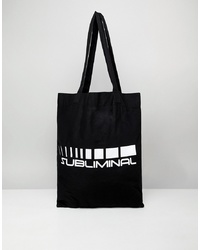 ASOS DESIGN Organic Tote Bag In Black With Subliminal Print