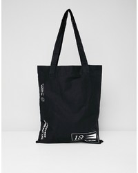 ASOS DESIGN Tote Bag In Black With Text T Print