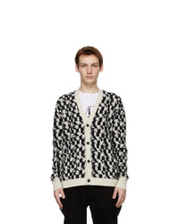 Amiri Black And Off White All Over Logo Cardigan