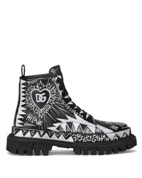 Dolce & Gabbana Graffiti Print Lace Up Boots