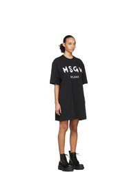 MSGM Black Artist Logo T Shirt Dress