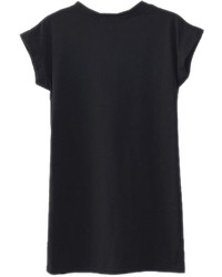 Choies Black Jersey Dress With Dog Mouth Print