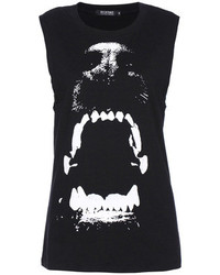 Romwe Dog Head Print Black Dress