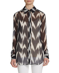 Black and White Print Chiffon Shirt