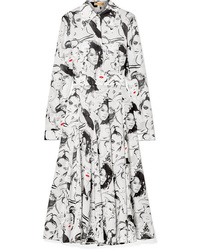 Michael Kors Collection David Downton Printed Silk De Chine Midi Dress