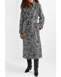 Joseph Stafford Belted Zebra Print Calf Hair Coat
