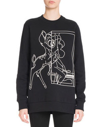 Givenchy Bambi Long Crewneck Sweatshirt Black