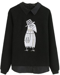 ChicNova Bird Printed False Two Piece Sweatshirt