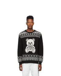 Moschino Black Alpaca Teddy Crewneck Sweater