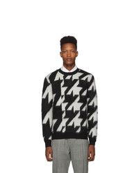 Alexander McQueen Black And Off White Dogtooth Jacquard Sweater