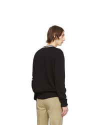 Alexander McQueen Black And Off White Logo Varsity Sweater