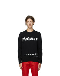 Alexander McQueen Black And White Intarsia Logo Sweater
