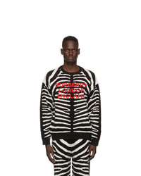 Burberry Black And White Jacquard Zebra Sweater