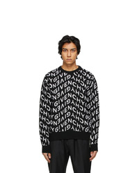 Givenchy Black And White Knit Allover Refracted Logo Sweater