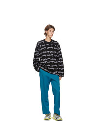 Balenciaga Black And White Knit Scribble Logo Sweater