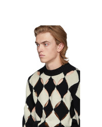 Stefan Cooke Black And White Slashed Sweater