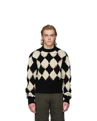 Stefan Cooke Black And White Slashed Sweater