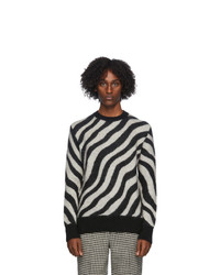 AMI Alexandre Mattiussi Black And White Striped Zebra Sweater