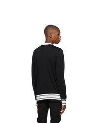 Balmain Black And White Wool Logo Sweater