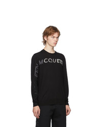 Alexander McQueen Black Faded Needle Crewneck Sweater