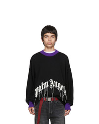 Palm Angels Black Fringed Logo Sweater