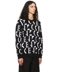 Kenzo Black Sport Oversized Monogram Sweater
