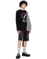 We11done Black Wd1 Graphic Mix Logo Sweater