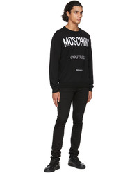 Moschino Black White Wool Couture Sweater