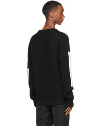 Dolce & Gabbana Black White Wool Intarsia Logo Sweater