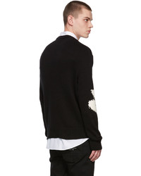 Alexander McQueen Black Whitegraffiti Knit Crewneck Sweater