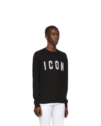 DSQUARED2 Black Wool Icon Crewneck Sweater