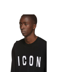 DSQUARED2 Black Wool Icon Crewneck Sweater