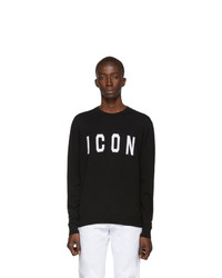 DSQUARED2 Black Wool Icon Crewneck Sweater