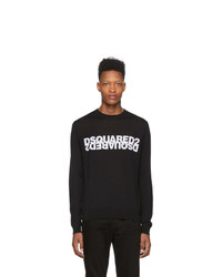DSQUARED2 Black Wool Mirrored Logo Sweater