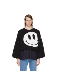 Raf Simons Black Wool Smiley Sweater