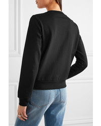 Moschino Boutique Embellished Printed Cotton Jersey Sweatshirt Black