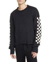 Rhude Checkerboard Jacquard Distressed Sweater