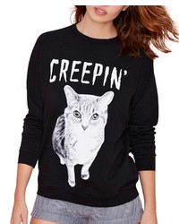 ChicNova Cat Letter Print Sweatshirt
