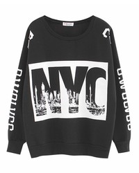 ChicNova Street Loose Fit Black White City Sweatshirt