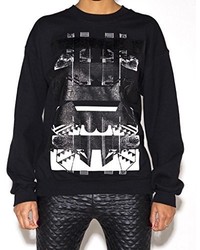 Coco Breezy Abstract Rose Sweatshirt Small Black