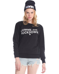 Comme Des Fuckdown Print Black Loose Sweatshirt