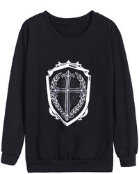 Cross Print Loose Sweatshirt