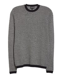 Emporio Armani Geo Pattern Wool Crewneck Sweater In Solid Black At Nordstrom